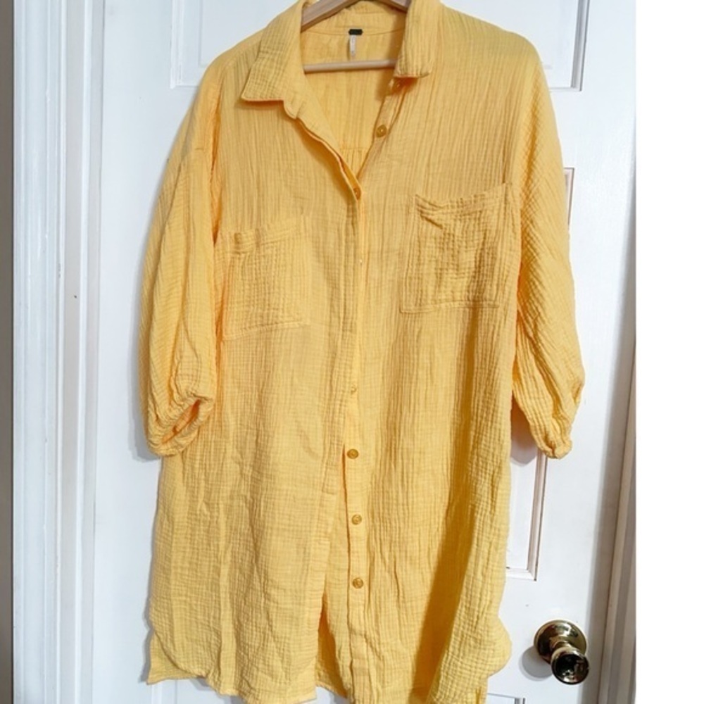 Young Fabulous & Broke Shirt Dress Gauze Balloon Sleeve Oversized  Cover Up Sz M